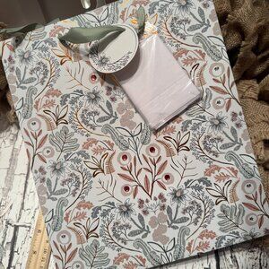 Large Blue Floral Gift Bag with Tissue